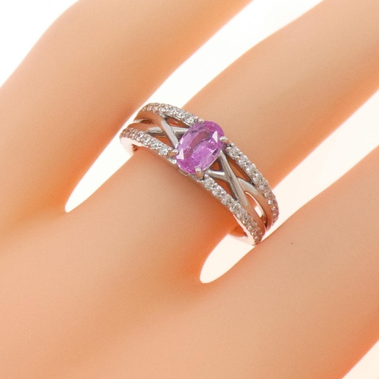 K18WG サファイヤ リング 0.53CT