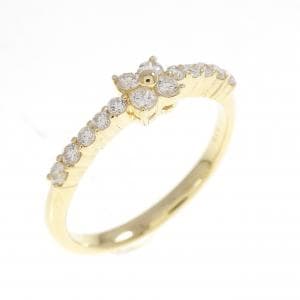 K18YG フラワー ダイヤモンド リング 0.20CT