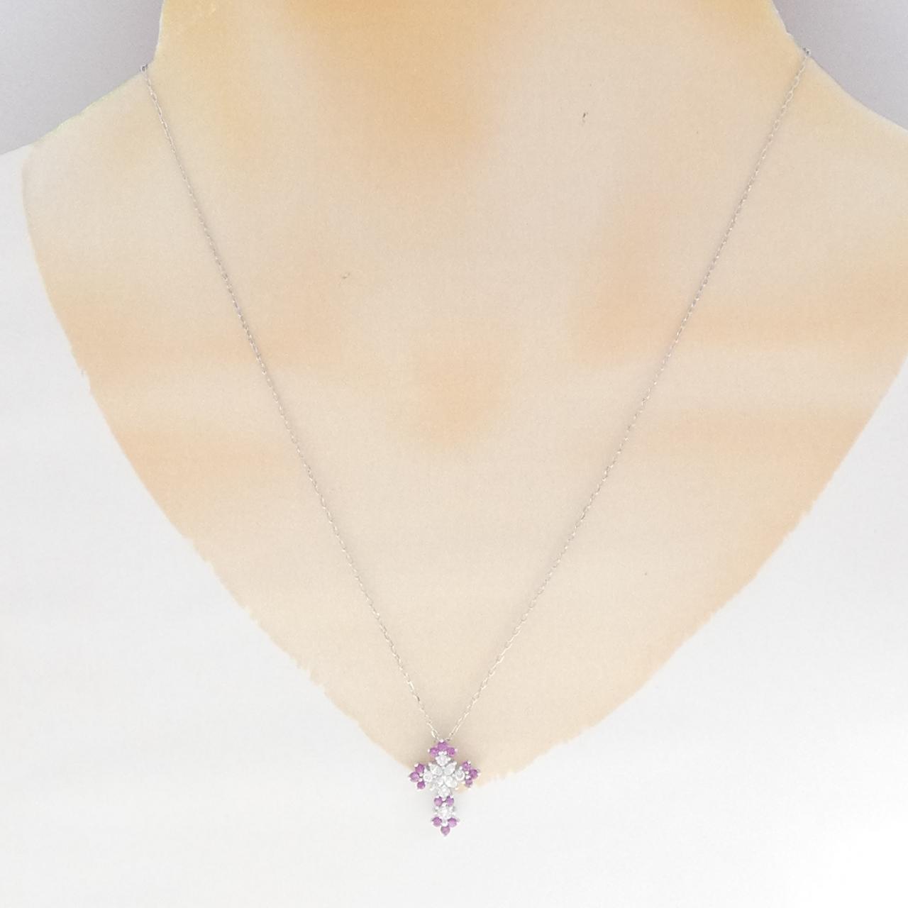 笠原 真寿美 クロス サファイヤ ネックレス 0.30CT