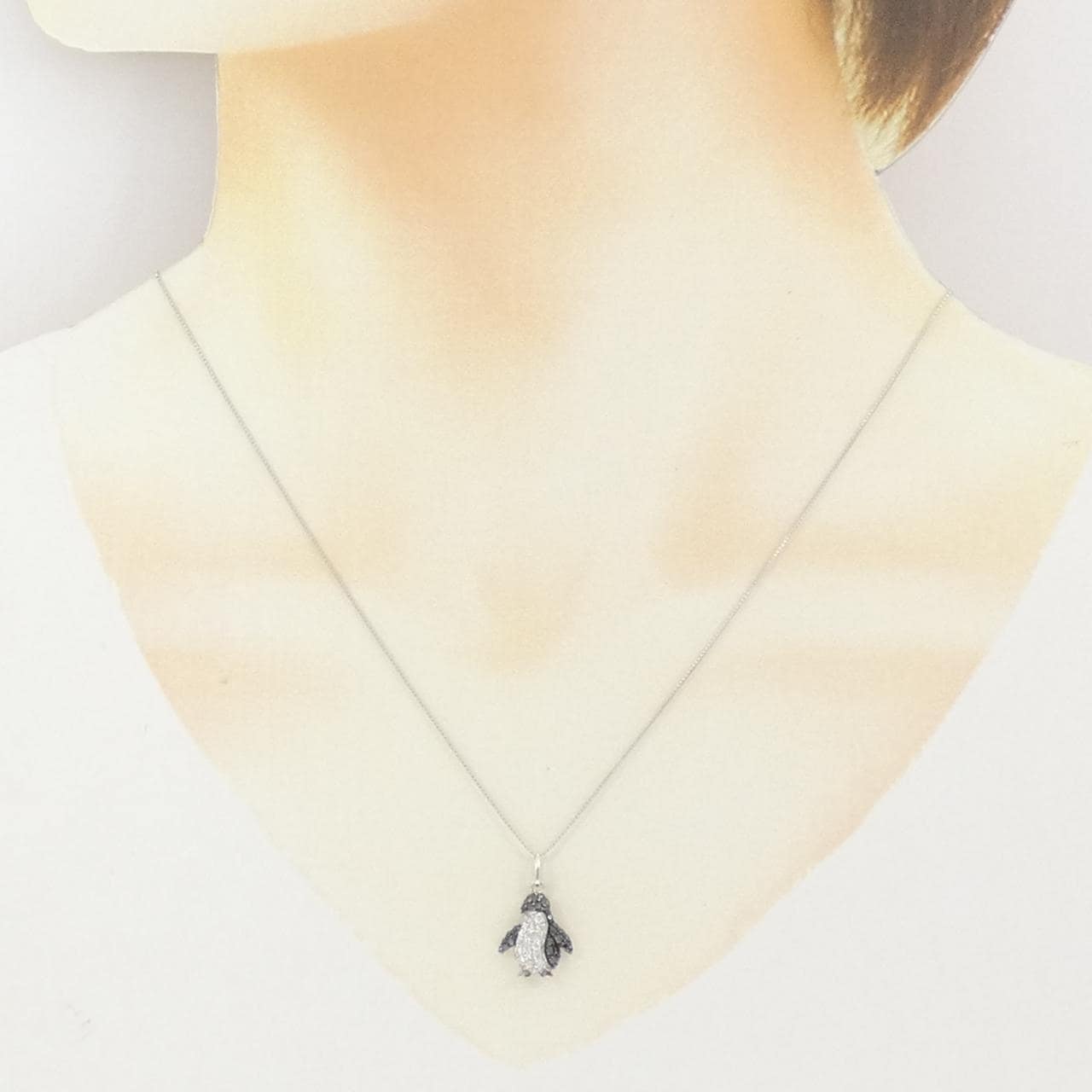 K18WG ペンギン ダイヤモンド ネックレス 0.41CT