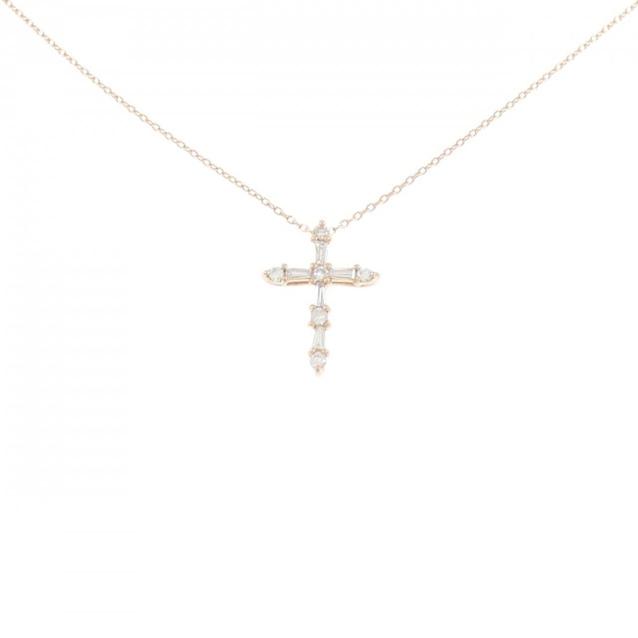 K18PG クロス ダイヤモンド ネックレス 0.27CT