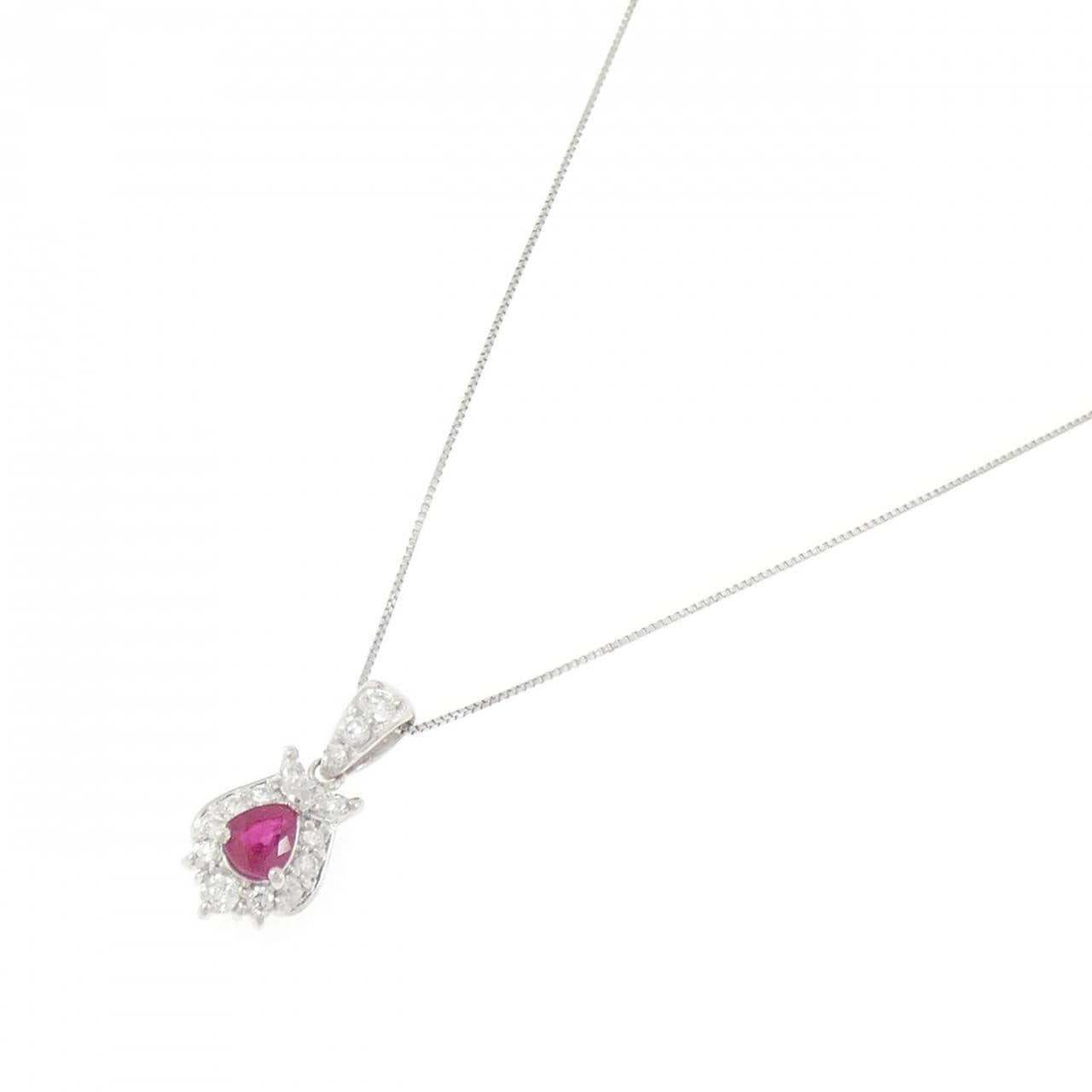 PT900/PT850 ルビー ネックレス 0.52CT
