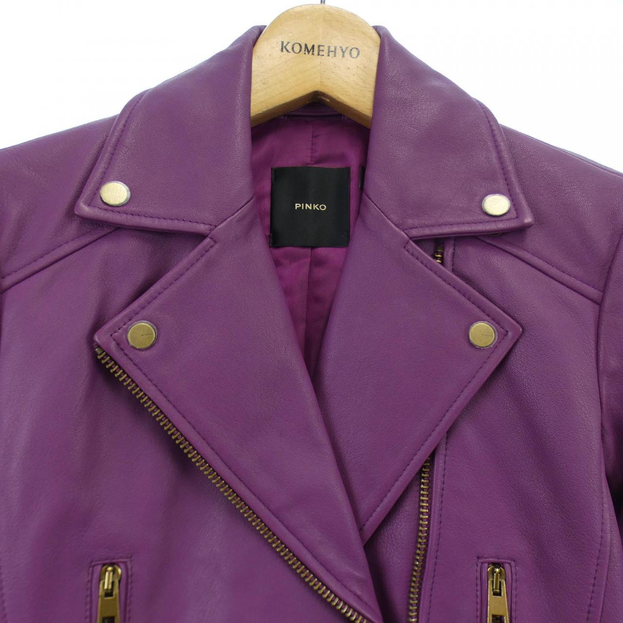 ピンコ PINKO レザーライダースジャケット