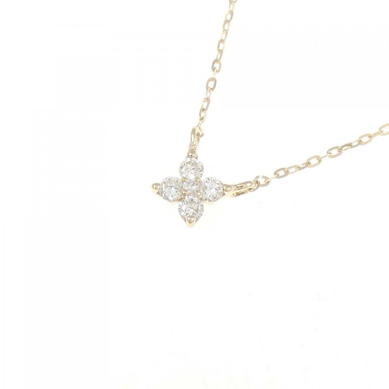 K10YG フラワー ダイヤモンド ネックレス 0.07CT