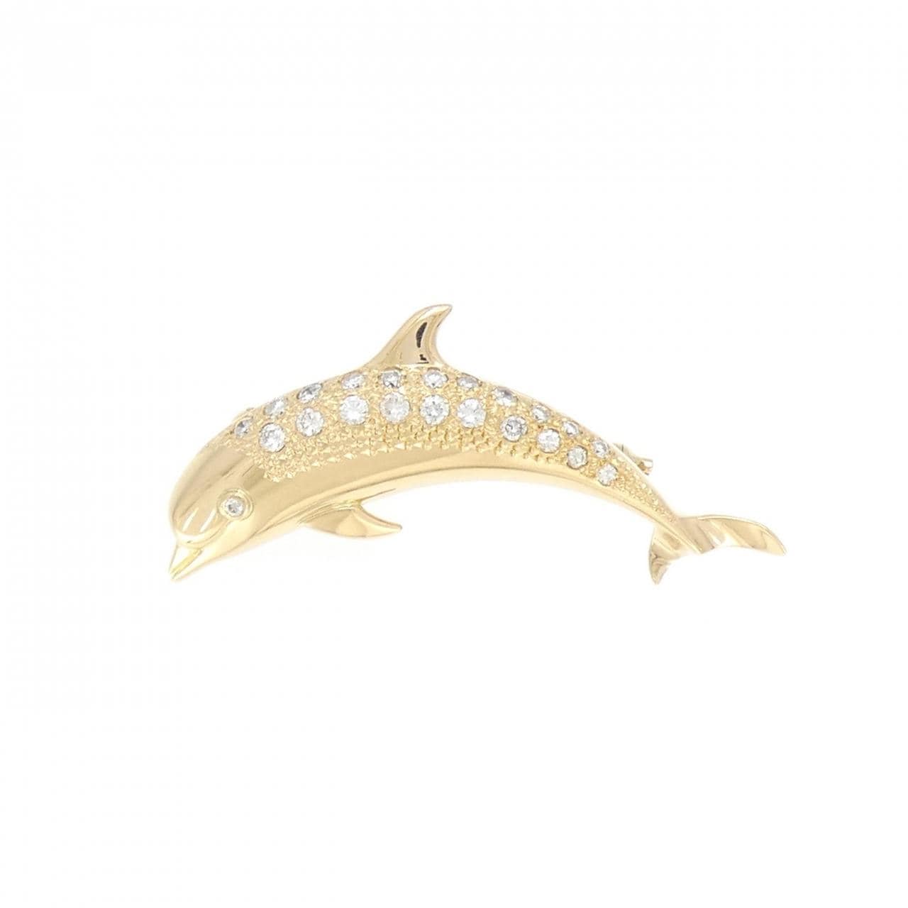 K18YG Dolphin Diamond Brooch 0.48CT