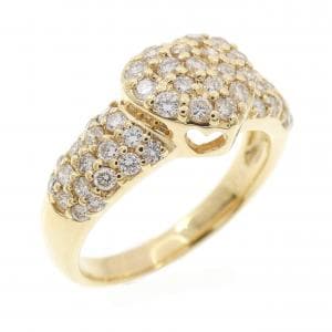 K18YG ハート×パヴェ ダイヤモンド リング 0.70CT