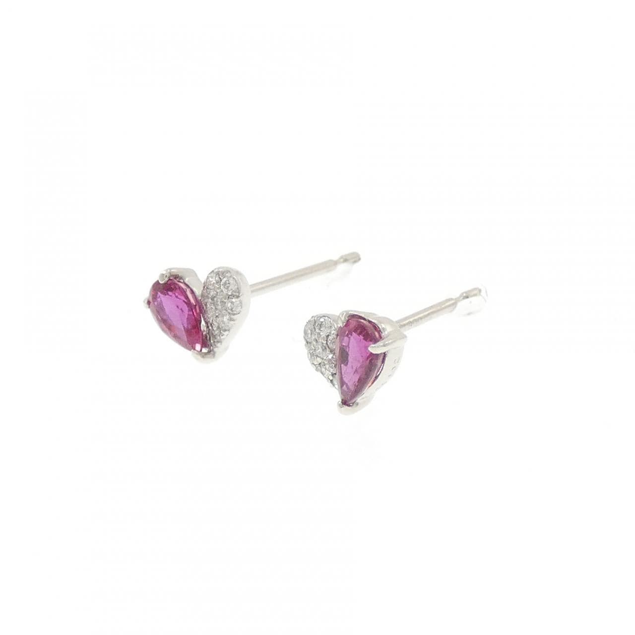 【新品】PT900 ハート ルビー ピアス 0.48CT