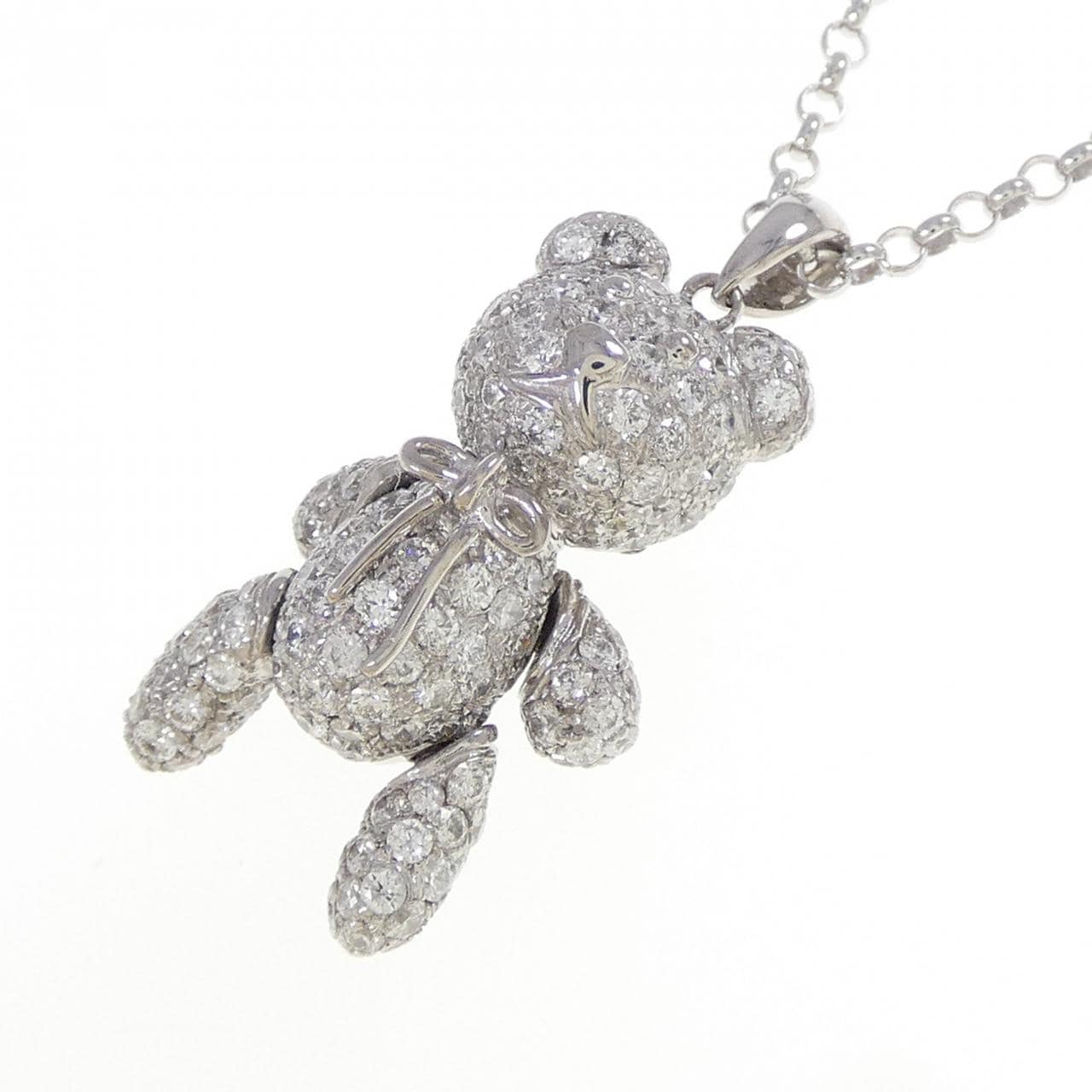 K18WG ベア ダイヤモンド ネックレス 2.50CT