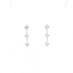 K18WG スリーストーン ダイヤモンド ピアス 0.50CT