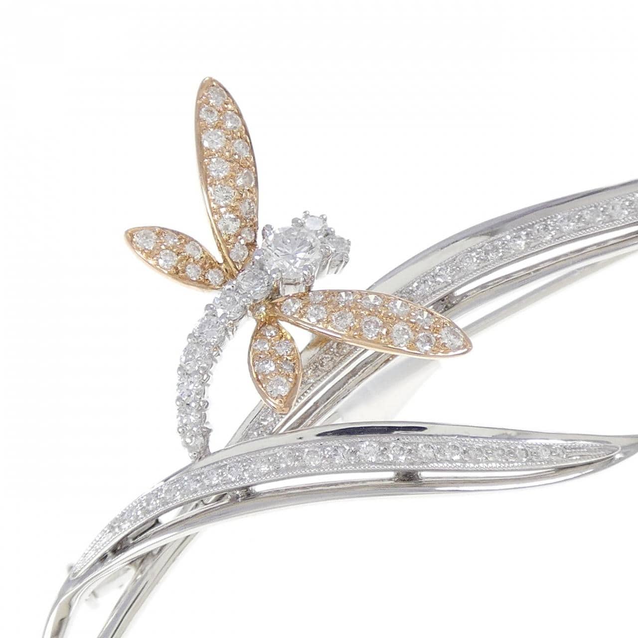 K18WG/K18PG ダイヤモンド ブローチ 0.90CT