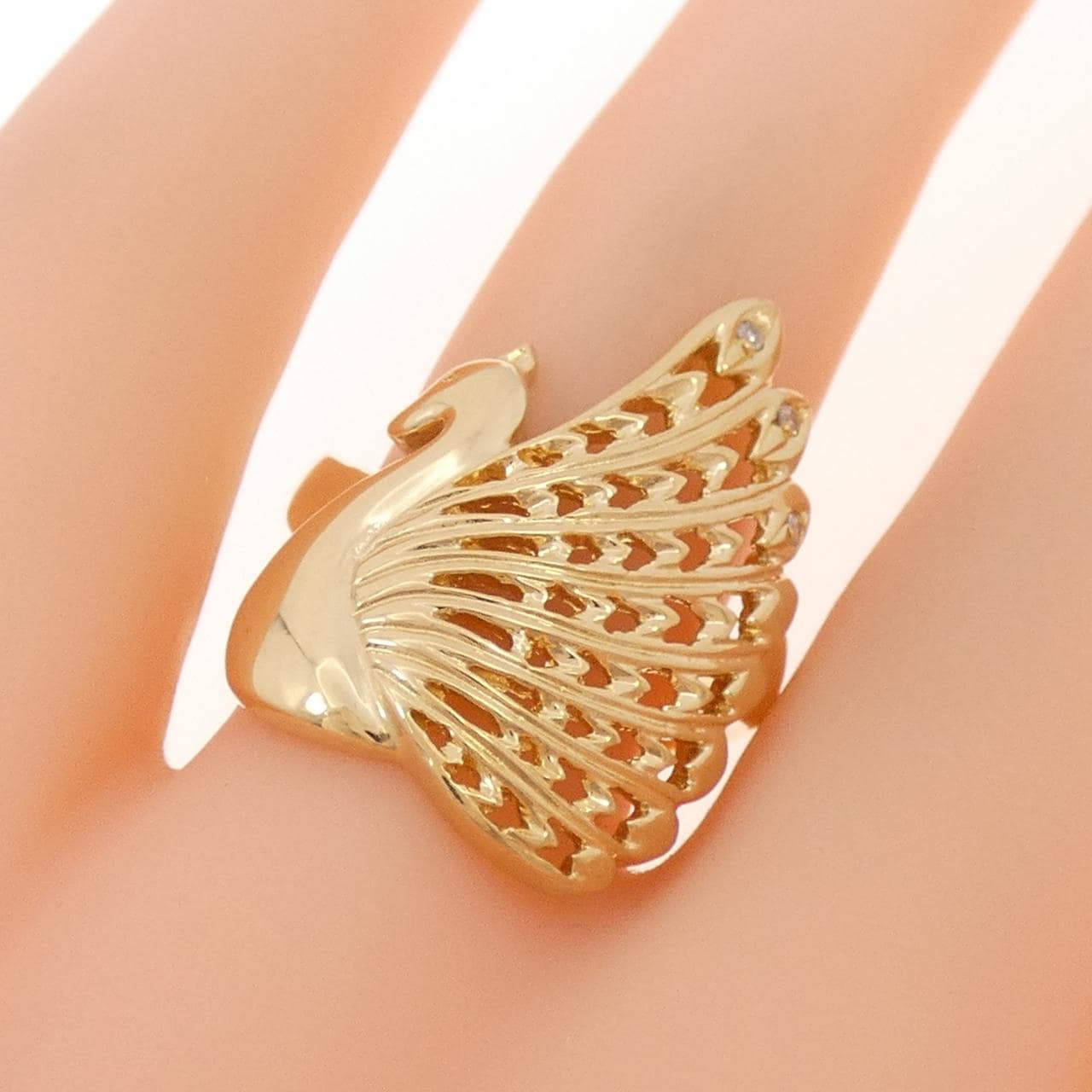 K18YG クジャク ダイヤモンド リング