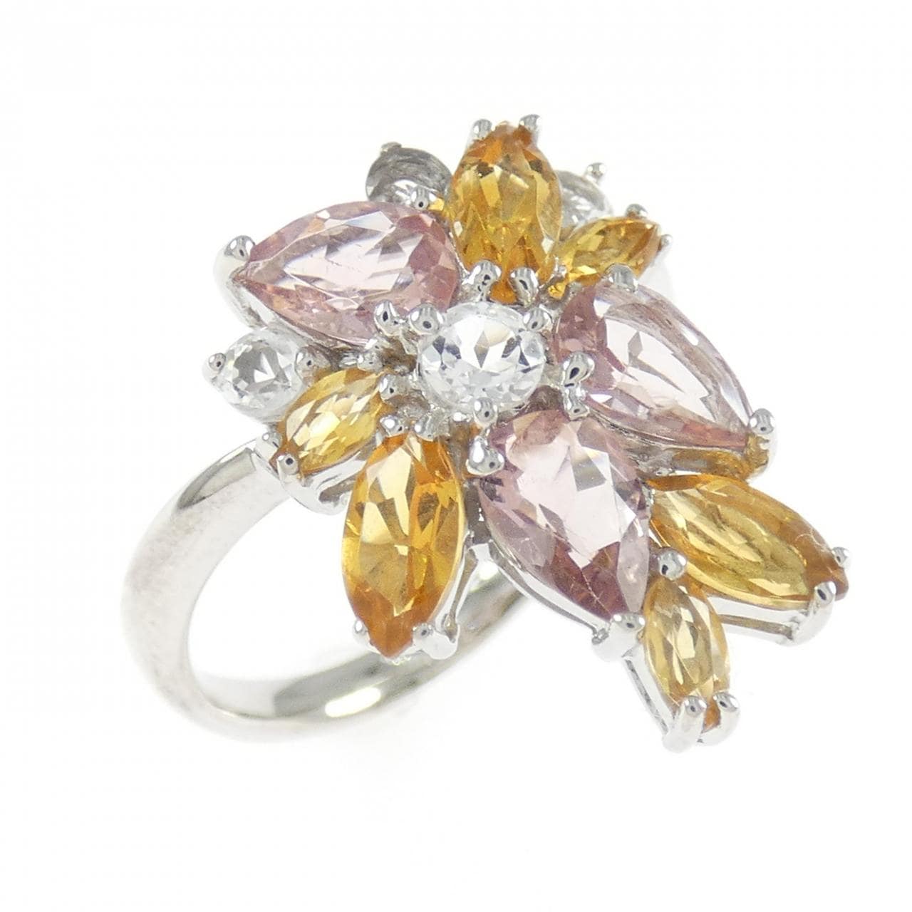 K18WG カラーストーン リング