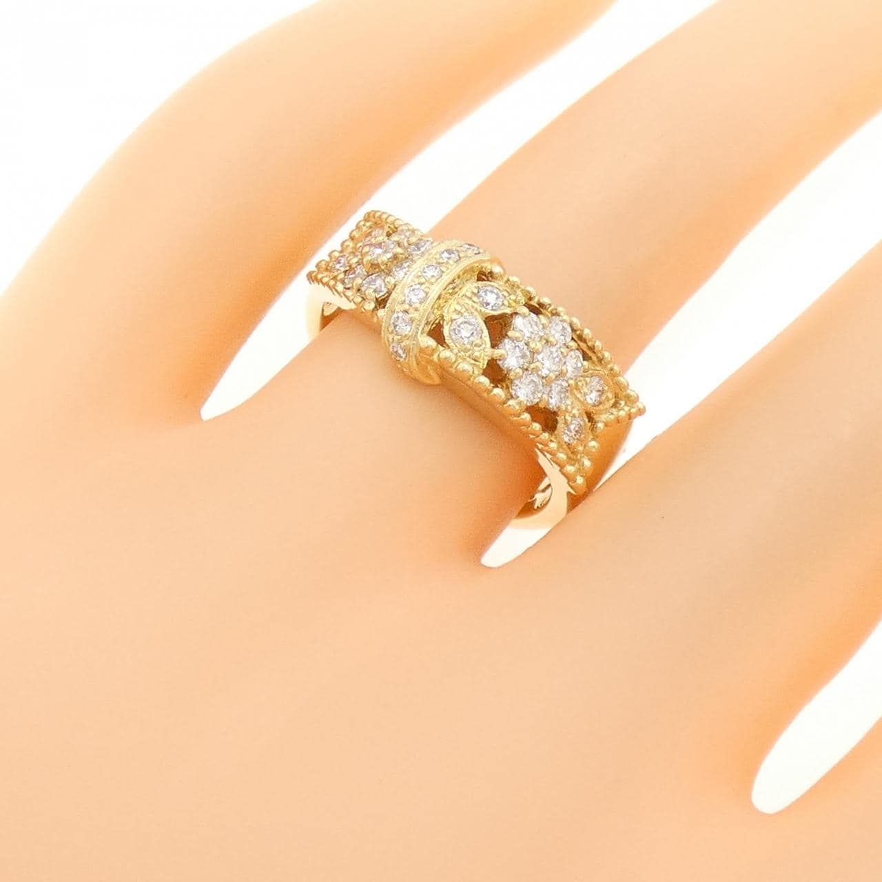 K18YG flower Diamond ring 0.53CT