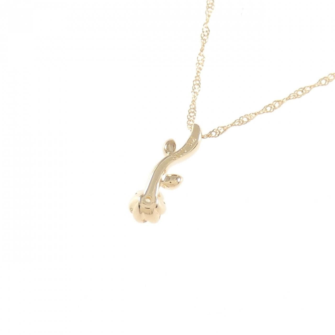 K18PG フラワー ダイヤモンド ネックレス 0.08CT
