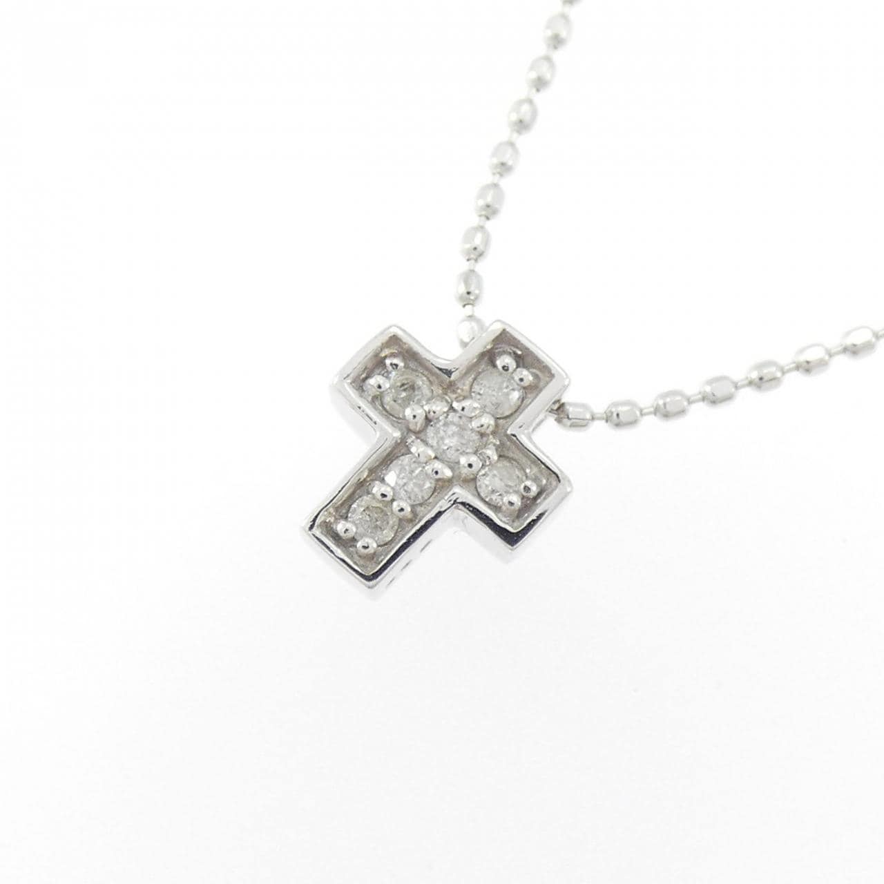 K18WG クロス ダイヤモンド ネックレス 0.05CT