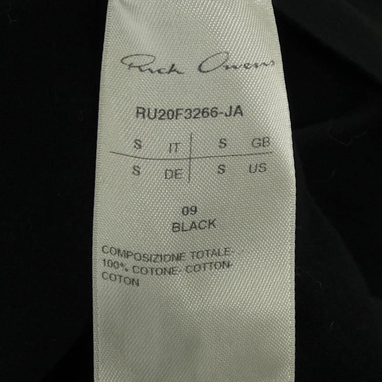 リックオウエンス Rick owens RU20F3266-JA Tシャツ