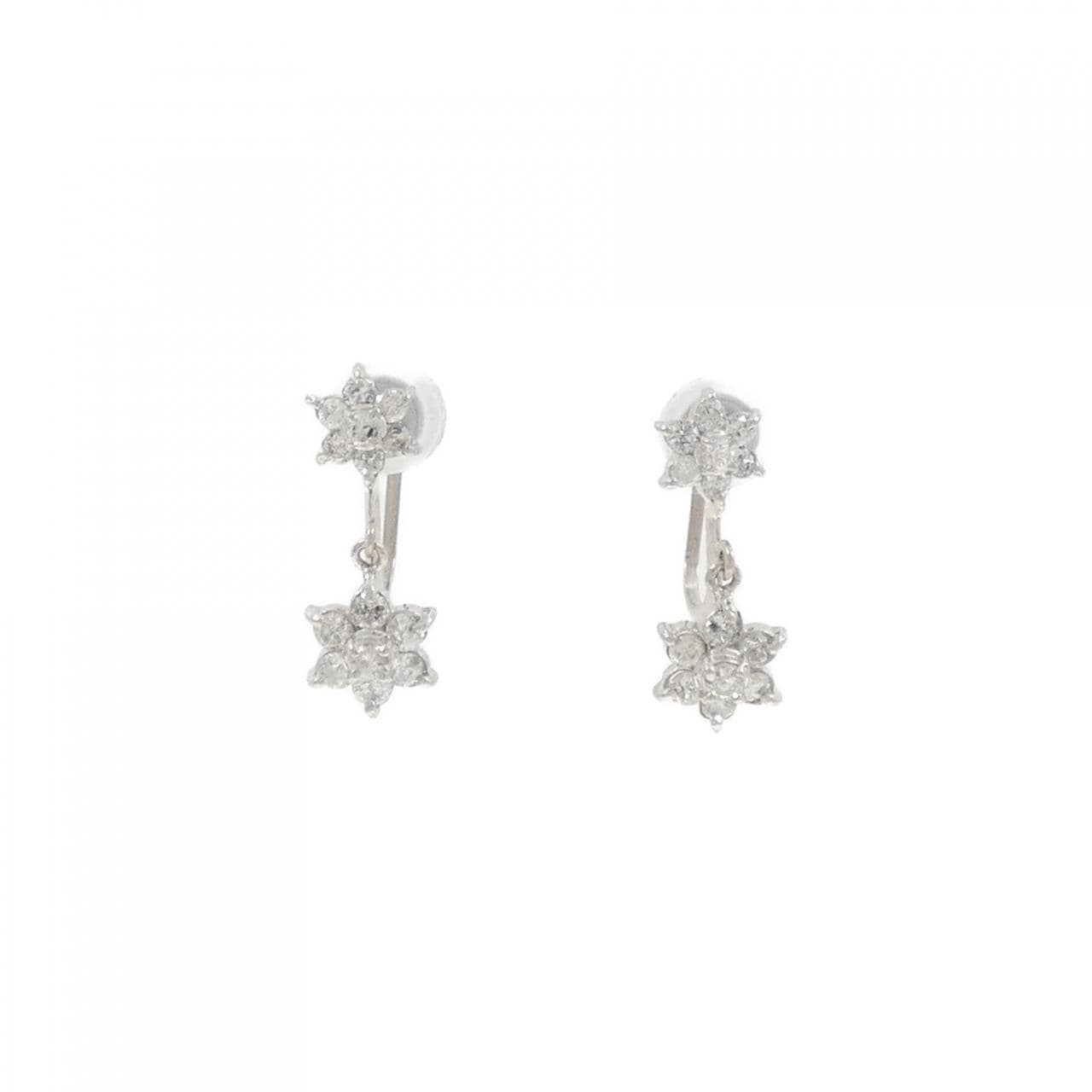 PT900 フラワー ダイヤモンド イヤリング 0.50CT