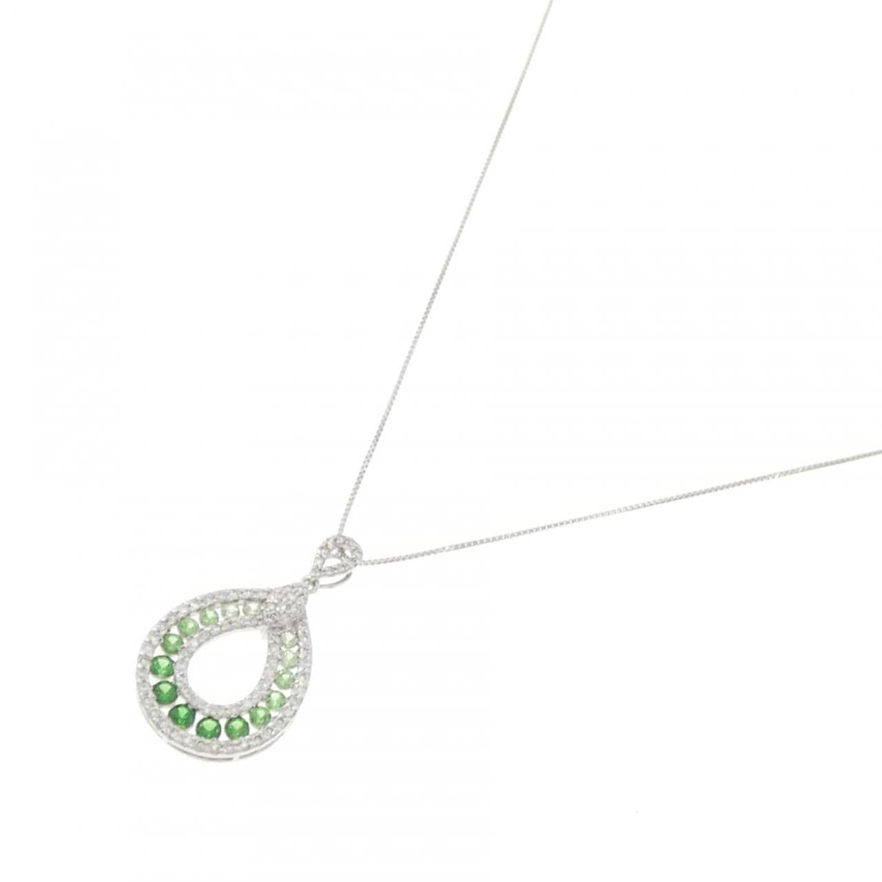 K18WG グリーンガーネット ネックレス 0.43CT