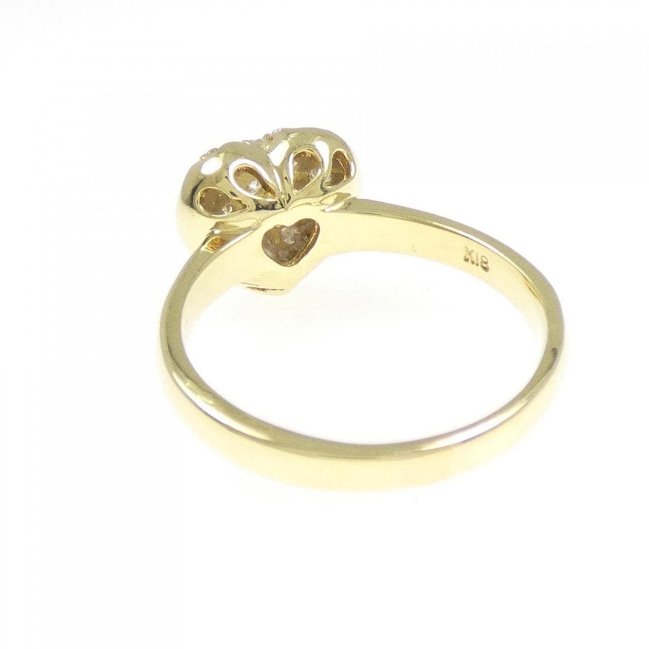 K18YG ハート パヴェ ダイヤモンド リング 0.30CT