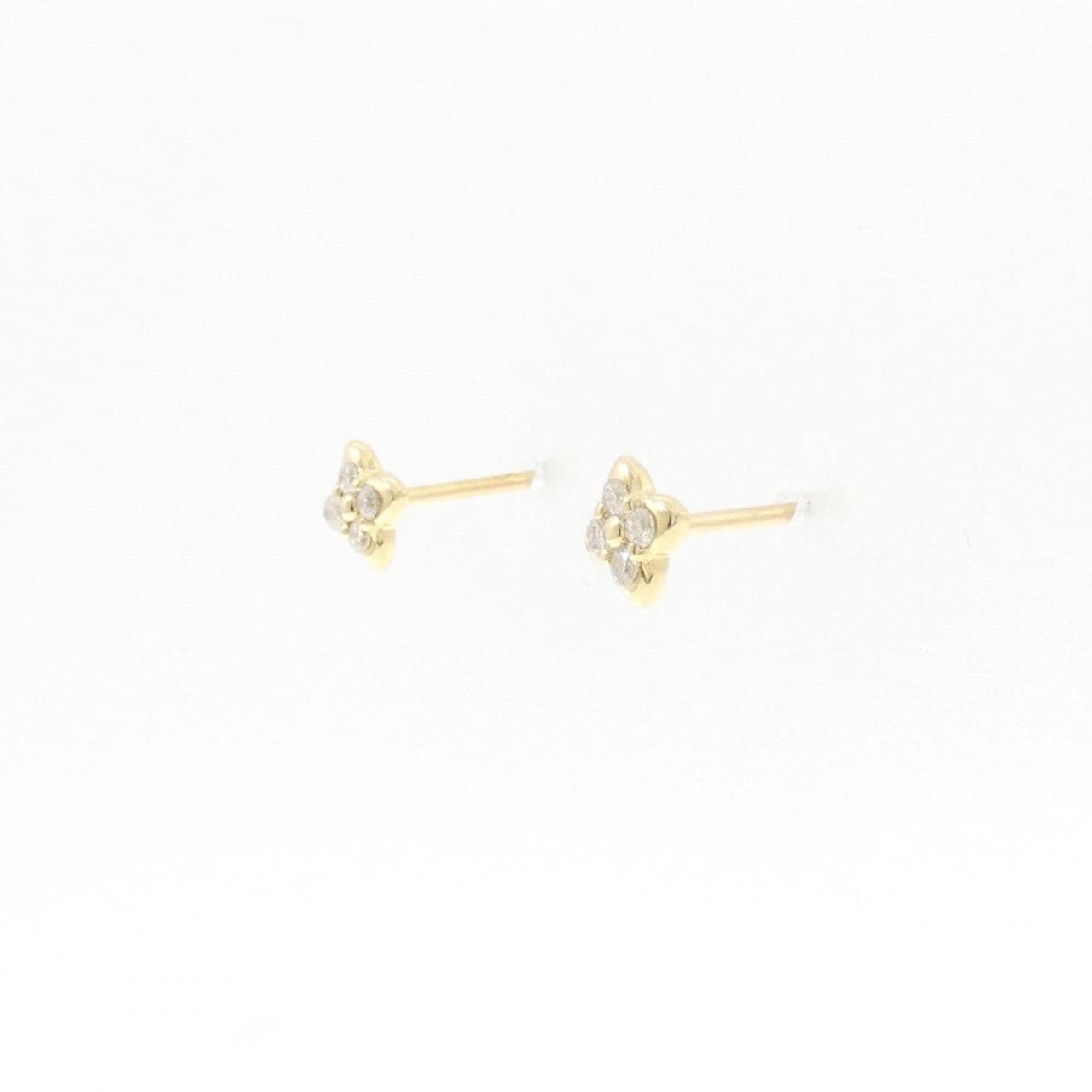 K18YG フラワー ダイヤモンド ピアス 0.04CT