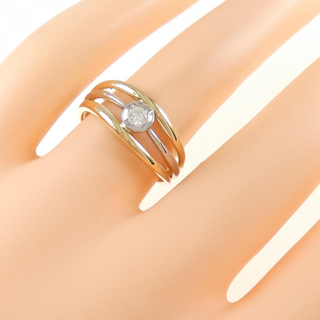 K18YG/PT ダイヤモンド リング 0.10CT