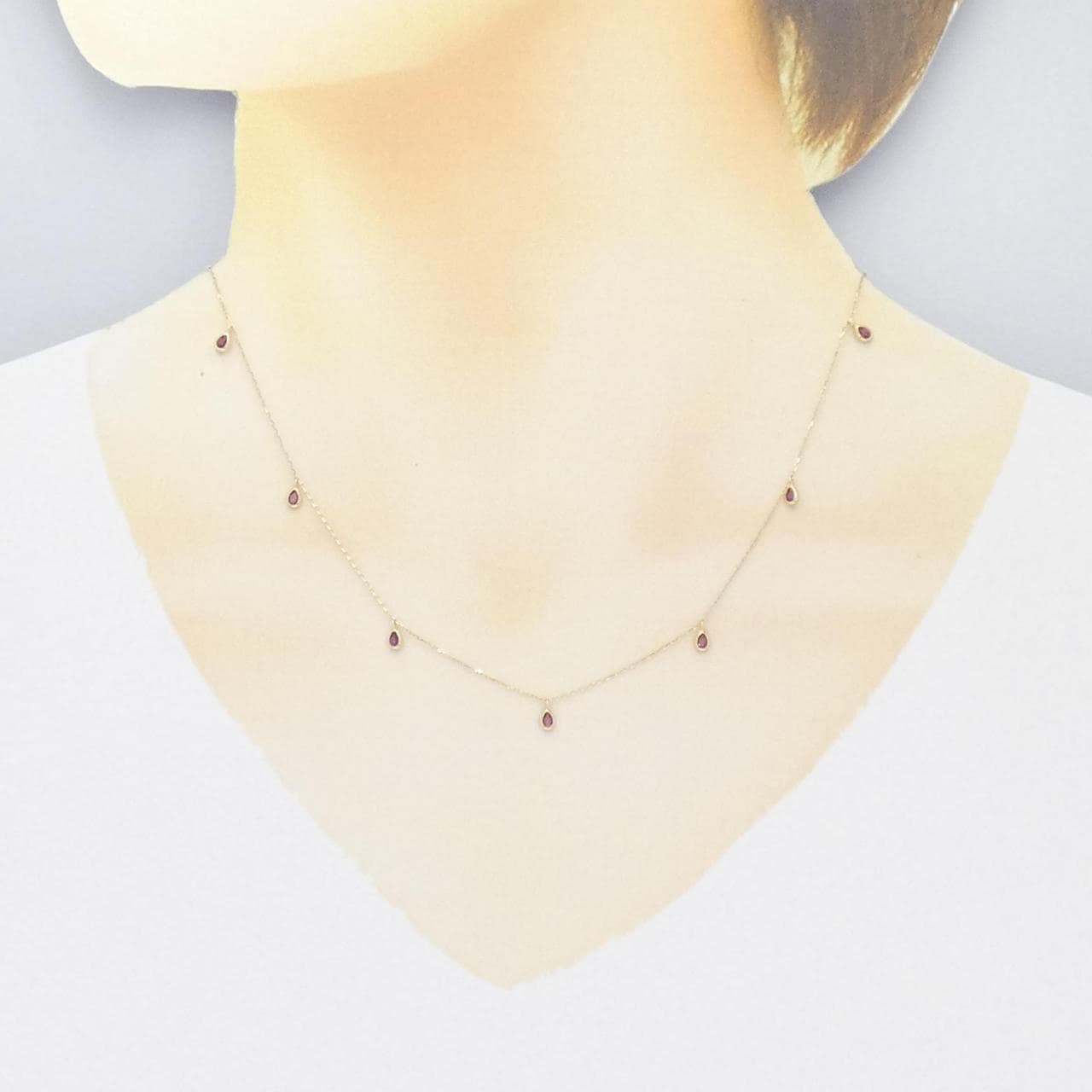 [BRAND NEW] K10YG Garnet Necklace