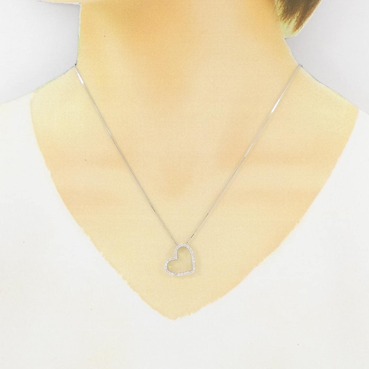 K18WG ハート ダイヤモンド ネックレス 0.34CT