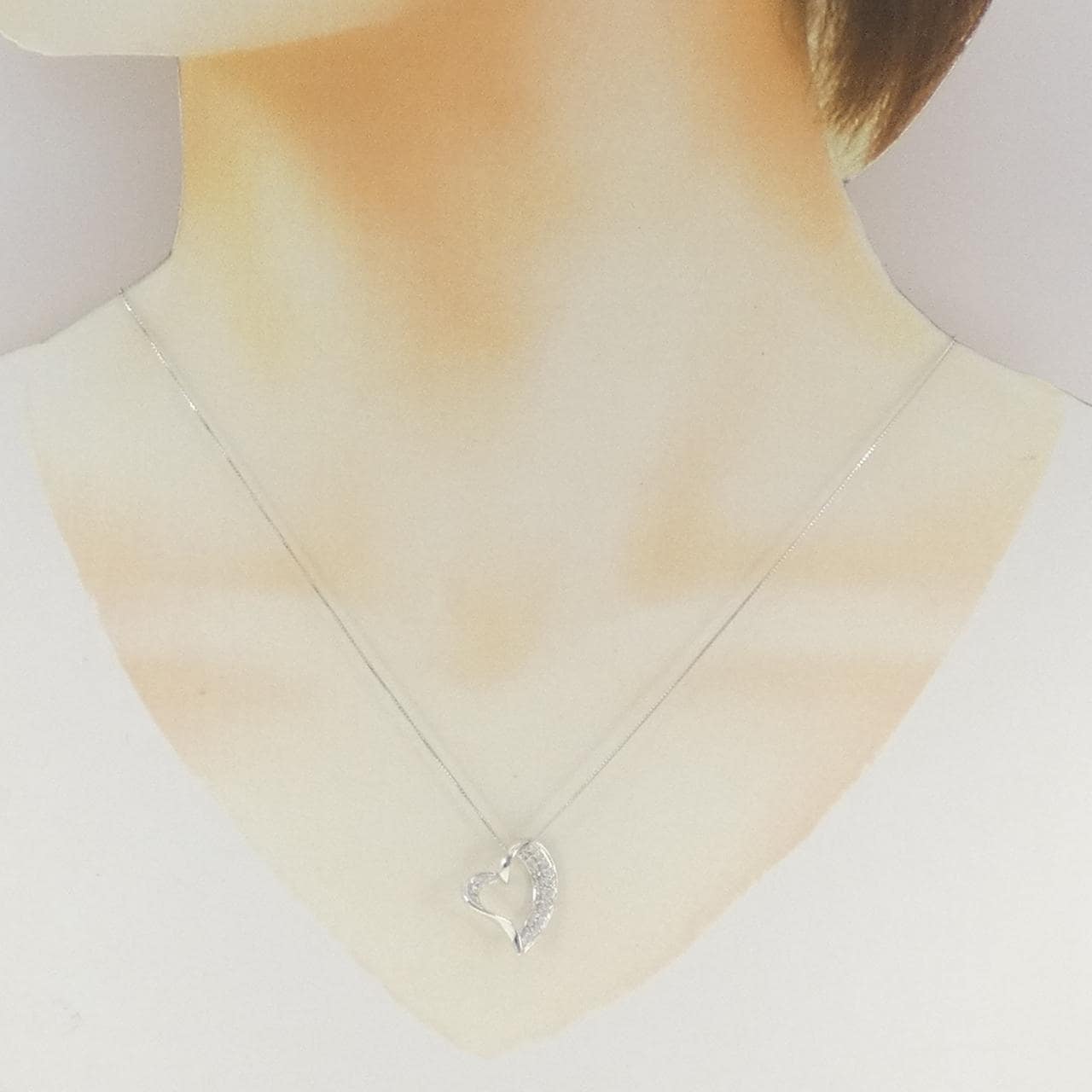 K18WG ハート ダイヤモンド ネックレス 0.20CT