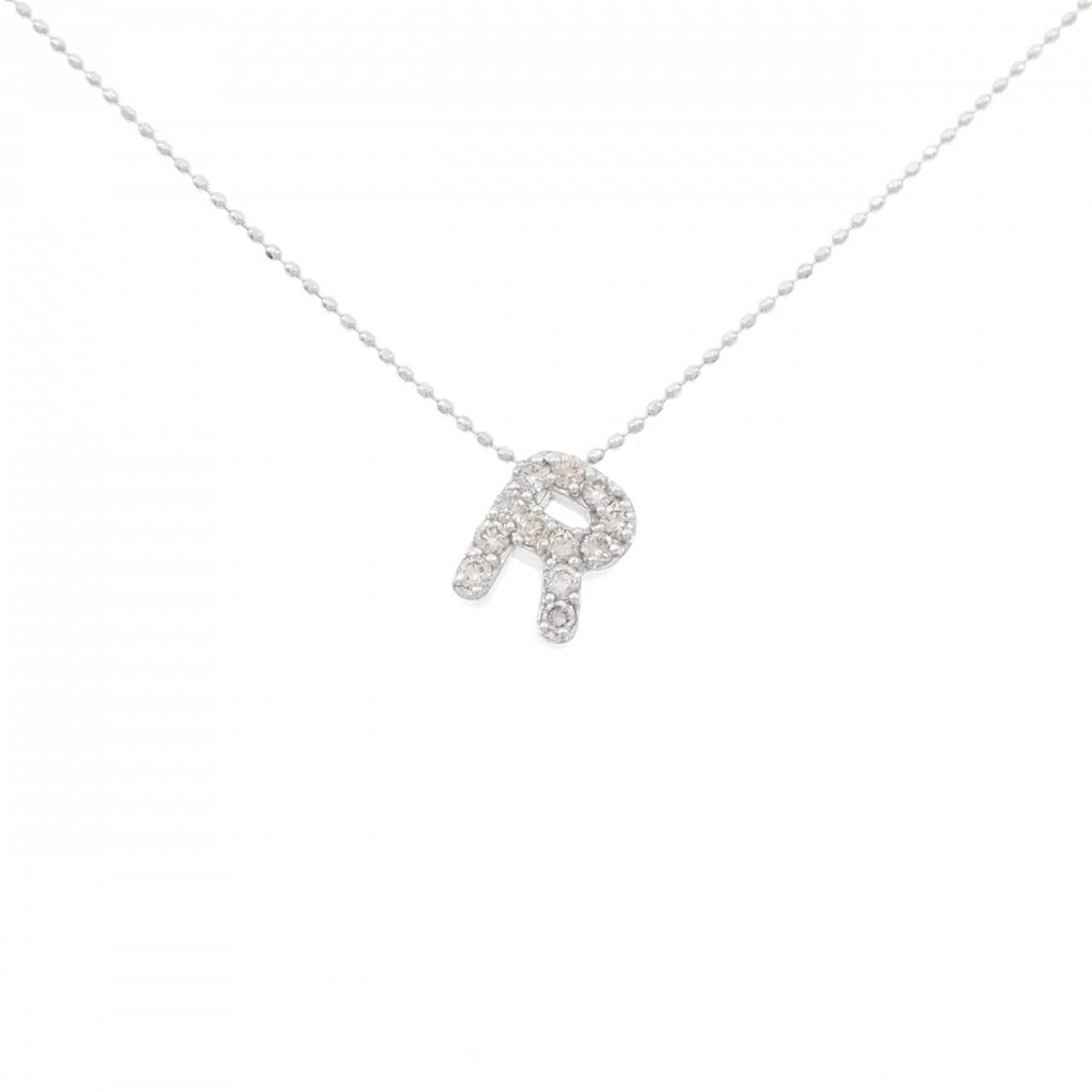 K18WG イニシャルR ダイヤモンド ネックレス 0.27CT