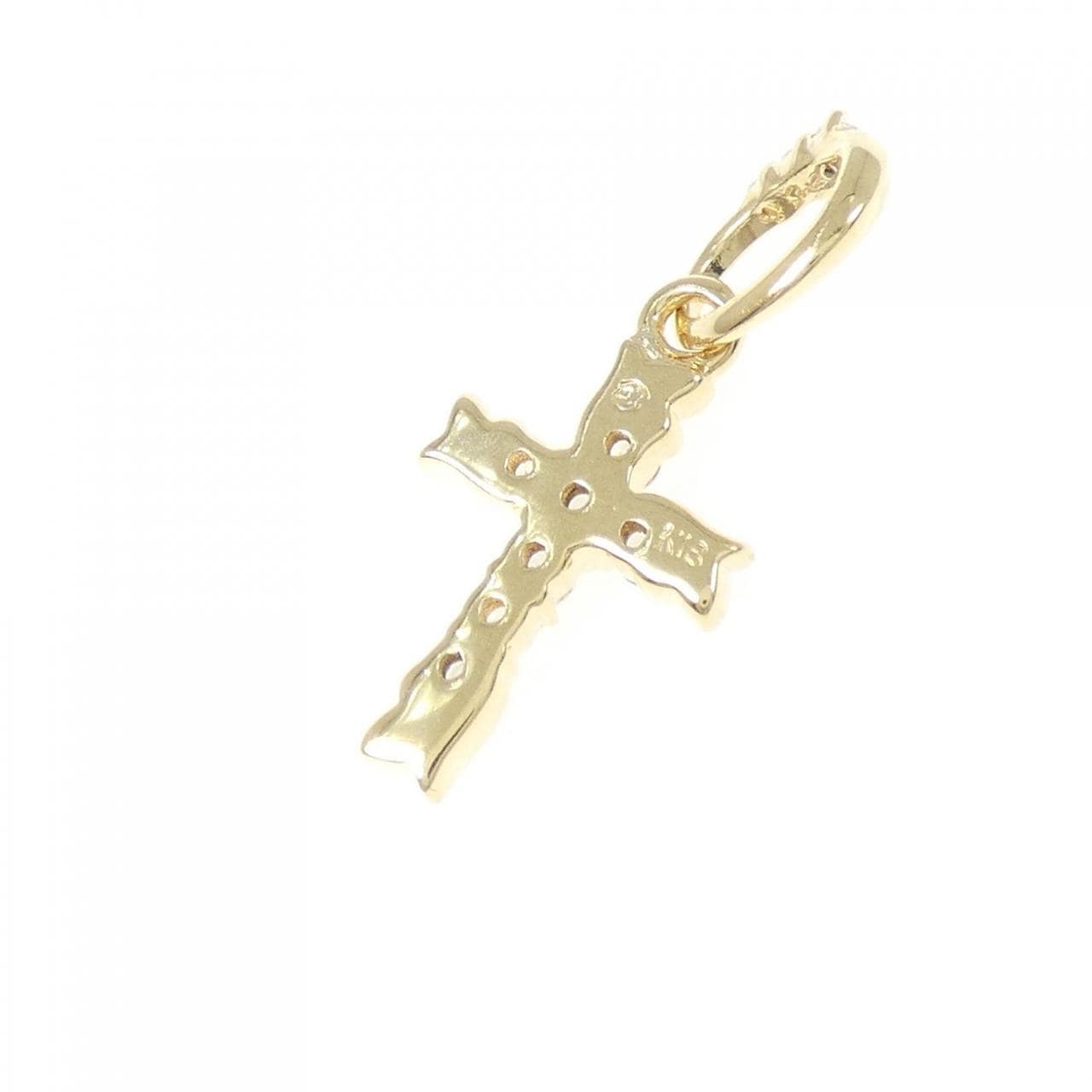 K18YG Cross Cubic Pendant