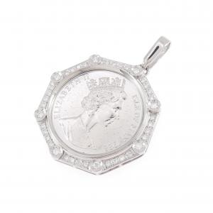 PT900(枠) ダイヤモンド コイン ペンダント 1.00CT
