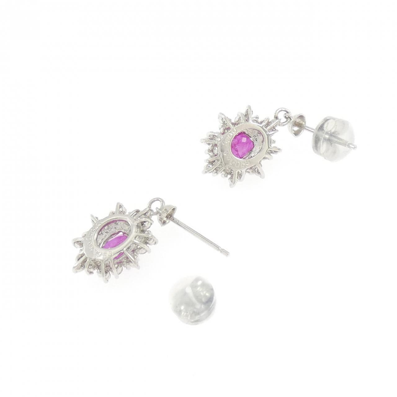 PT900 ルビー ピアス 1.11CT