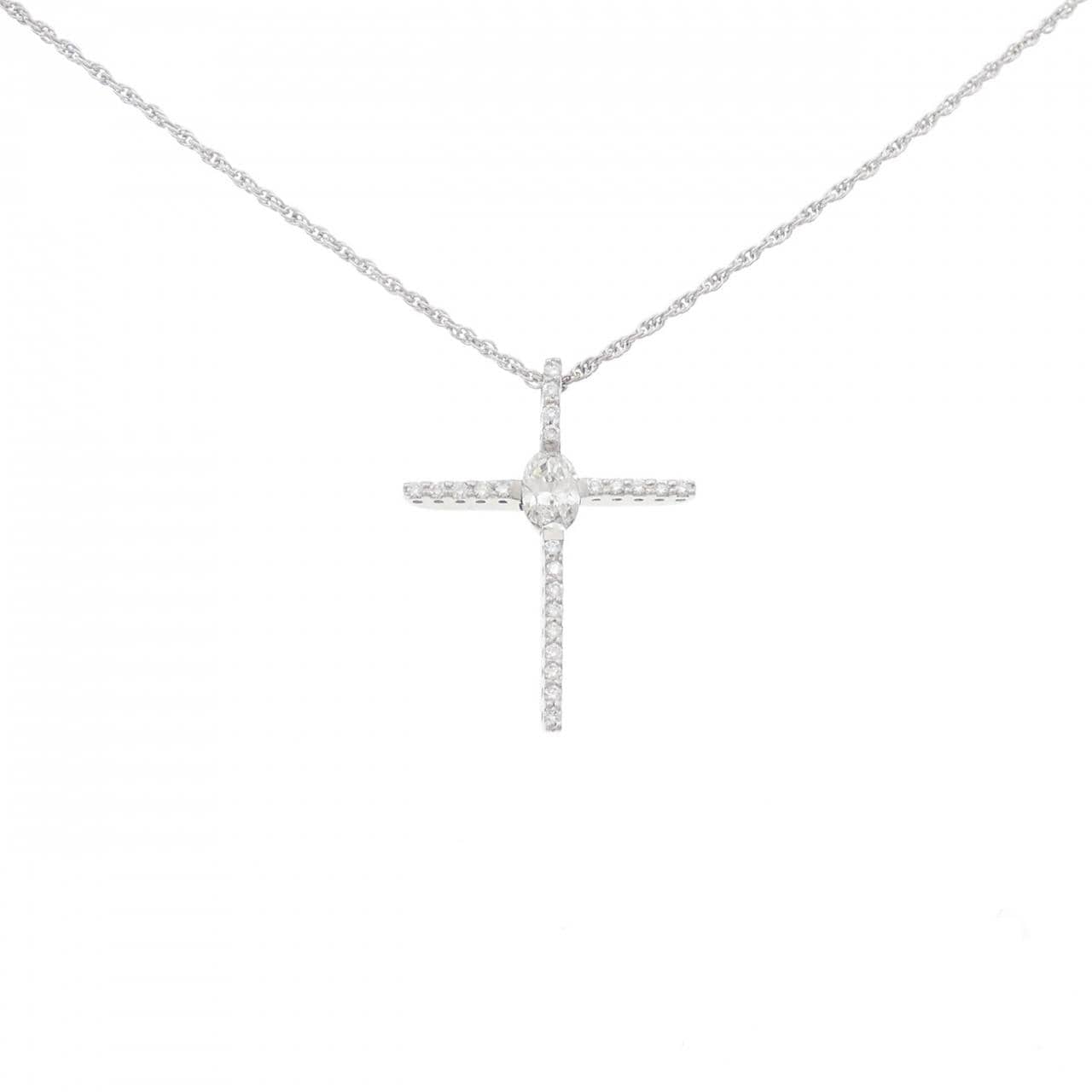 PT/K18WG クロス ダイヤモンド ネックレス 0.310CT