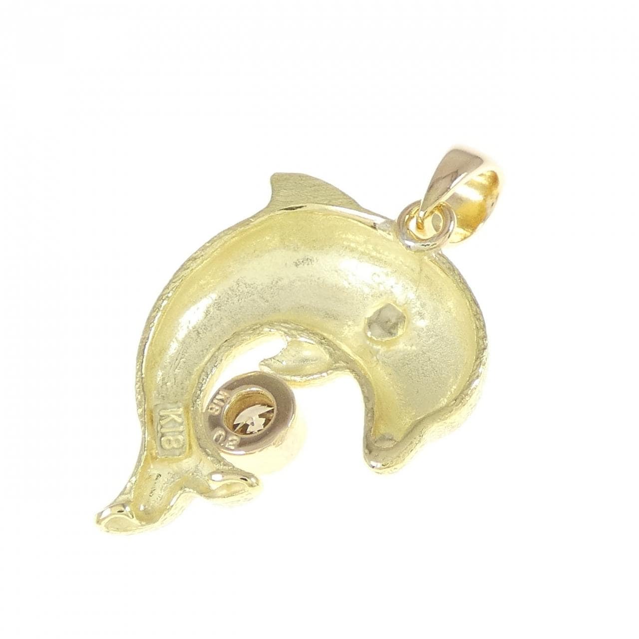 K18YG ドルフィン ダイヤモンド ペンダント 0.2CT