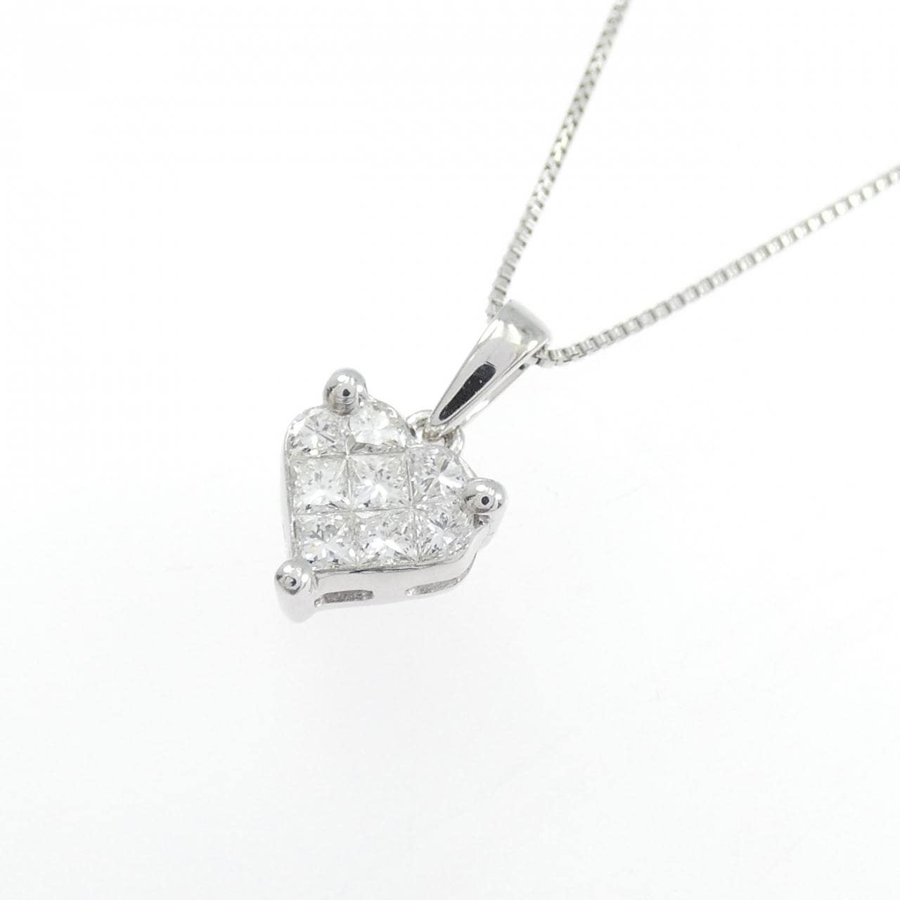 K18WG ハート ダイヤモンド ネックレス 0.30CT