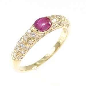 K18YG ルビー リング 0.38CT
