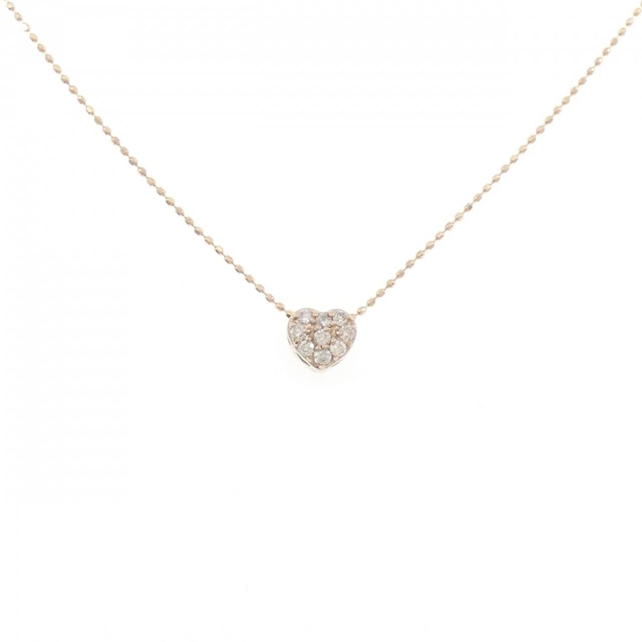 K18PG ハート ダイヤモンド ネックレス 0.13CT