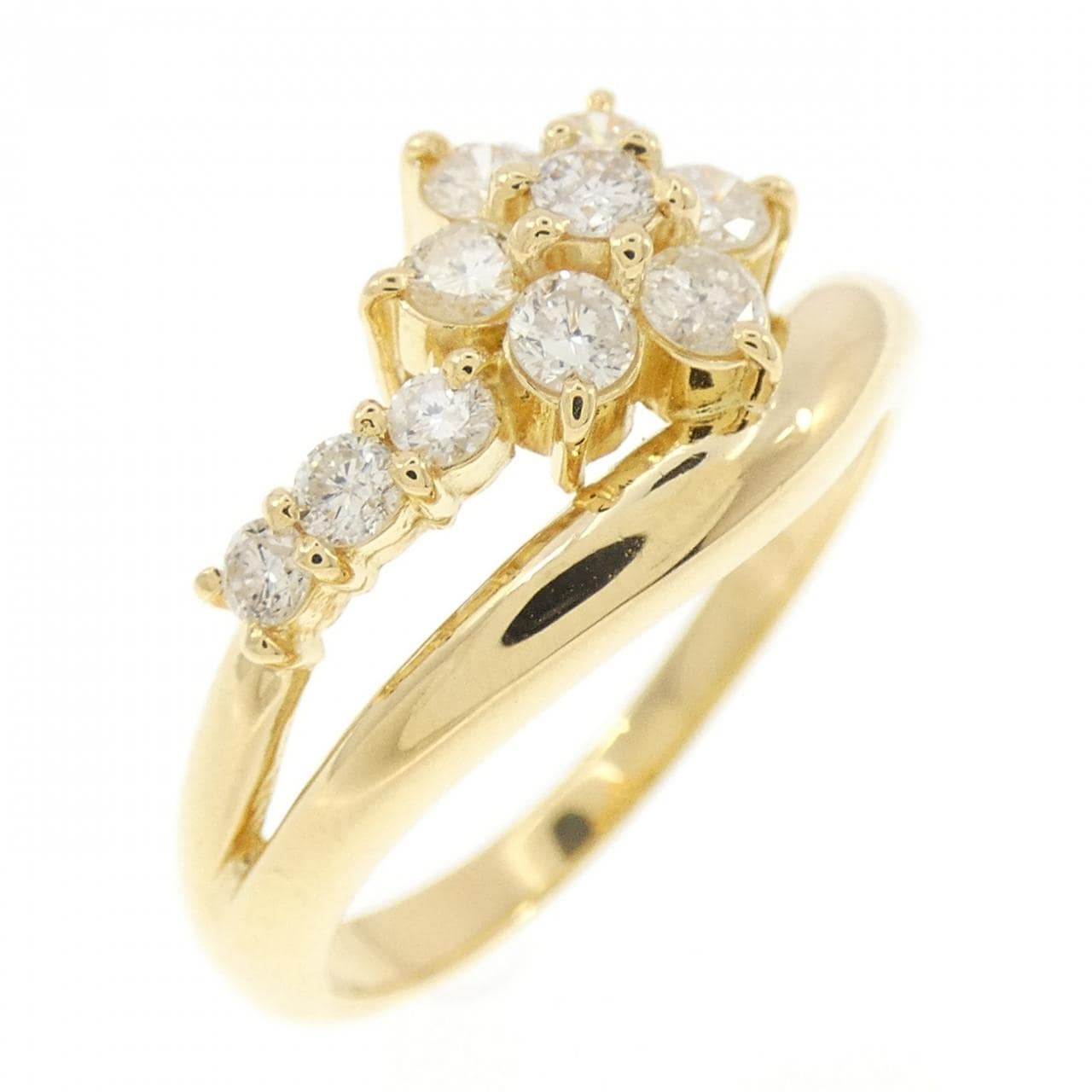 K18YG フラワー ダイヤモンド リング 0.5CT