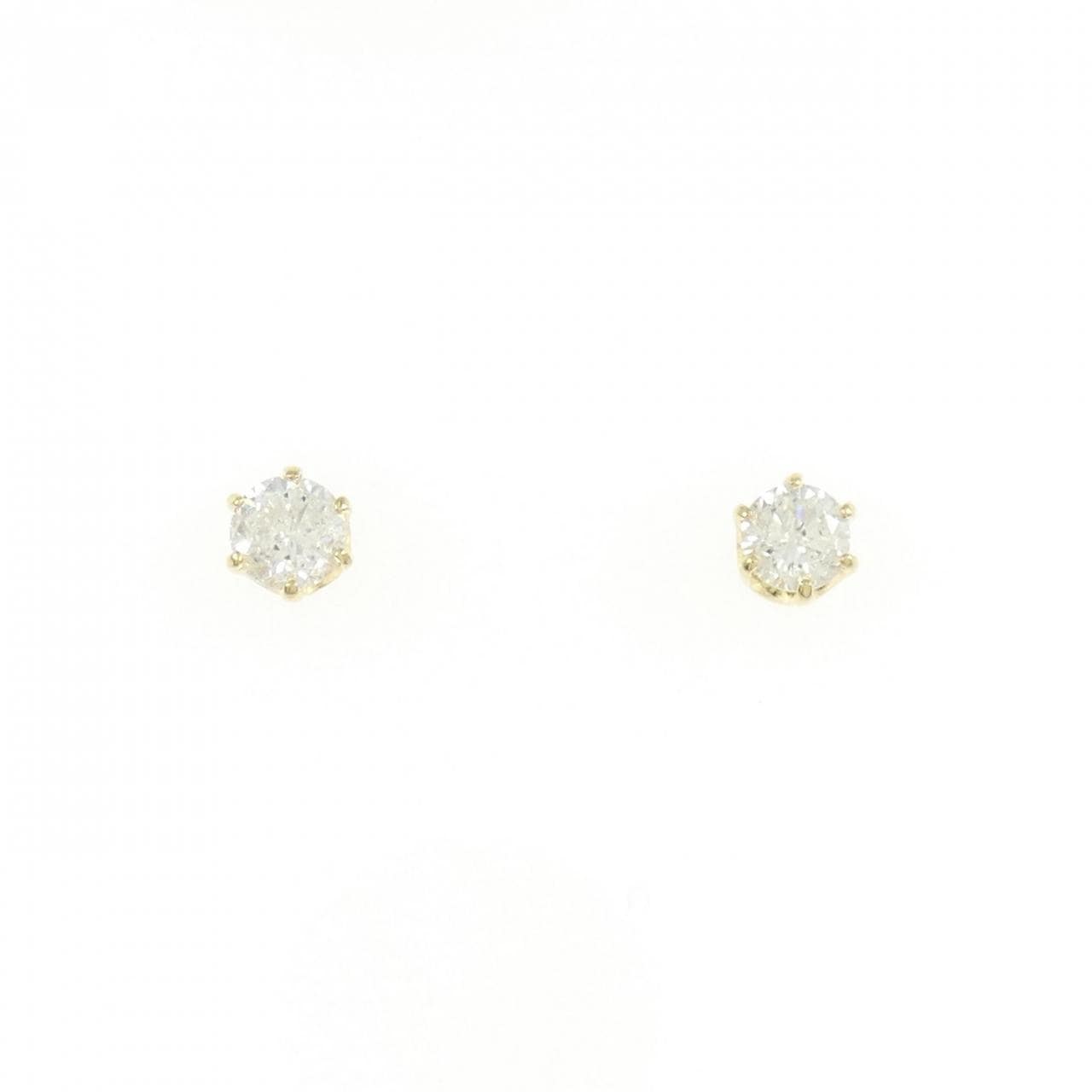 K18YG ソリティア ダイヤモンド ピアス 0.30CT