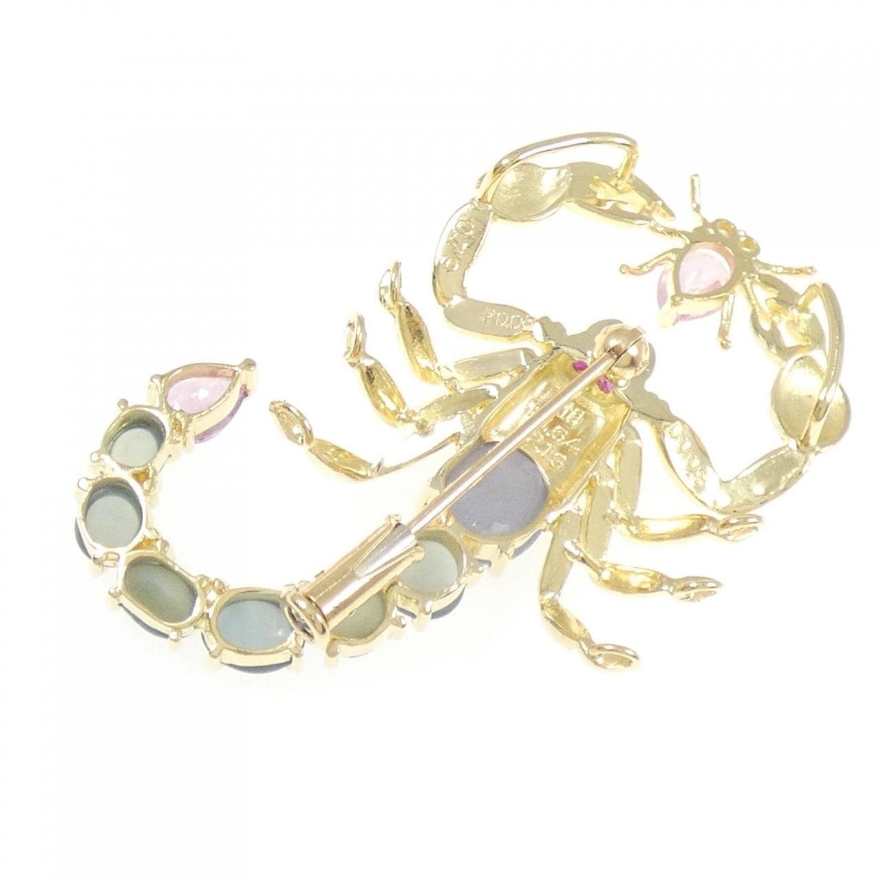 K18YG サソリ カラーストーン ブローチ