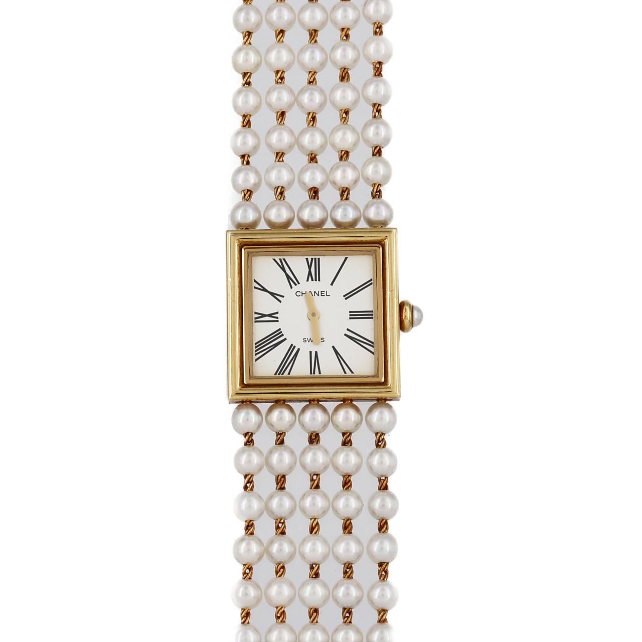 【ノーメンテナンス還元価格】シャネル マドモアゼル YG･パールブレス Lサイズ H0007 YG クォーツ