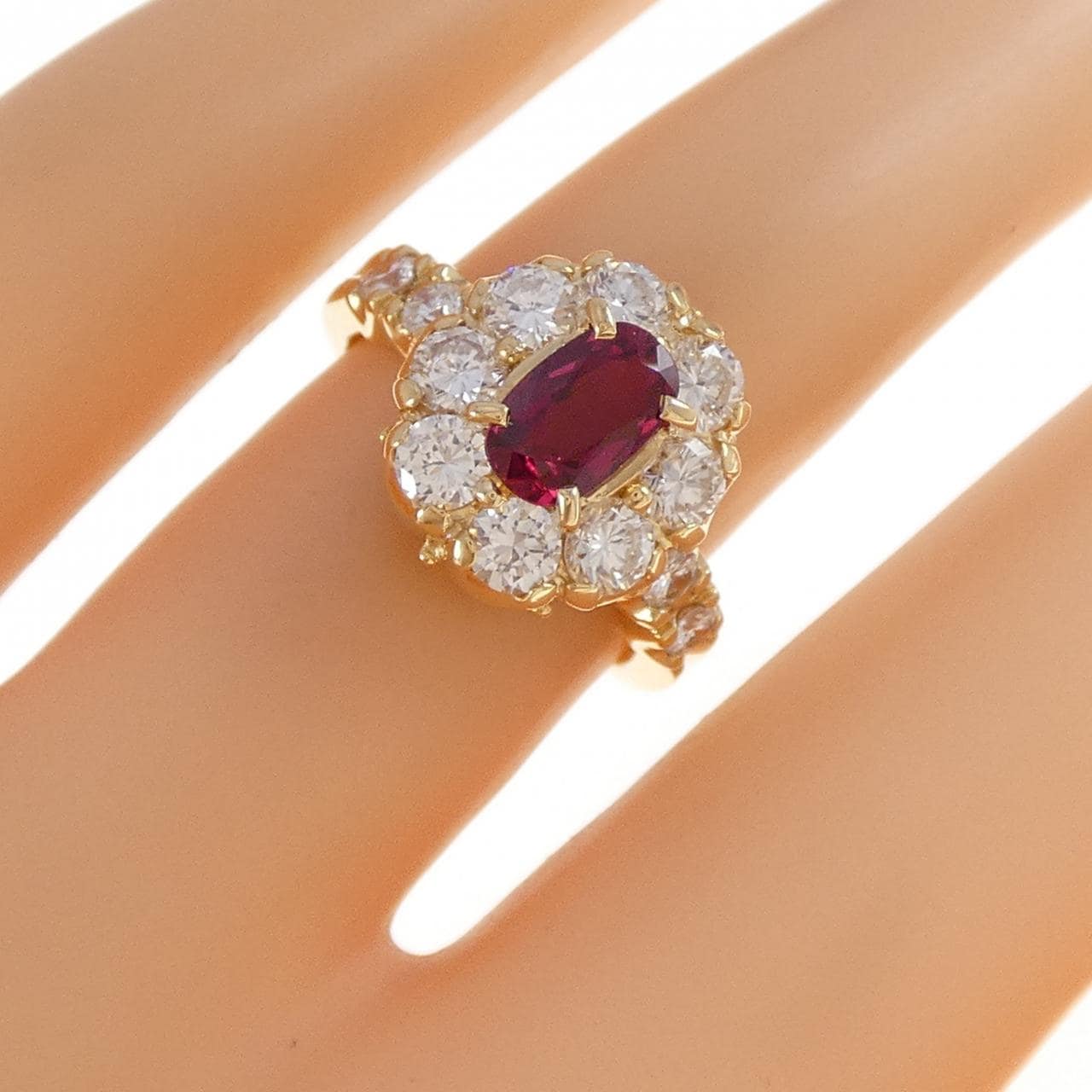K18YG ルビー リング 0.89CT
