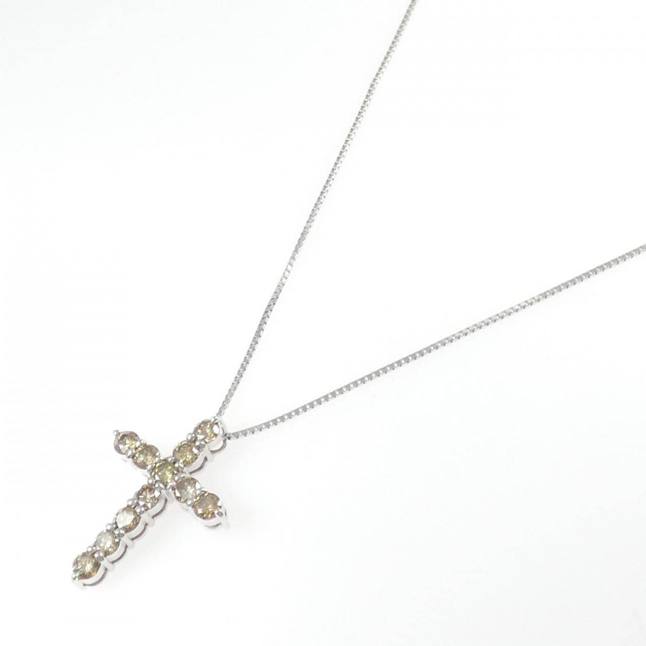 K18WG クロス ダイヤモンド ネックレス 2.00CT