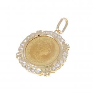 K18YG(枠) ダイヤモンド コイン ペンダント 0.4CT