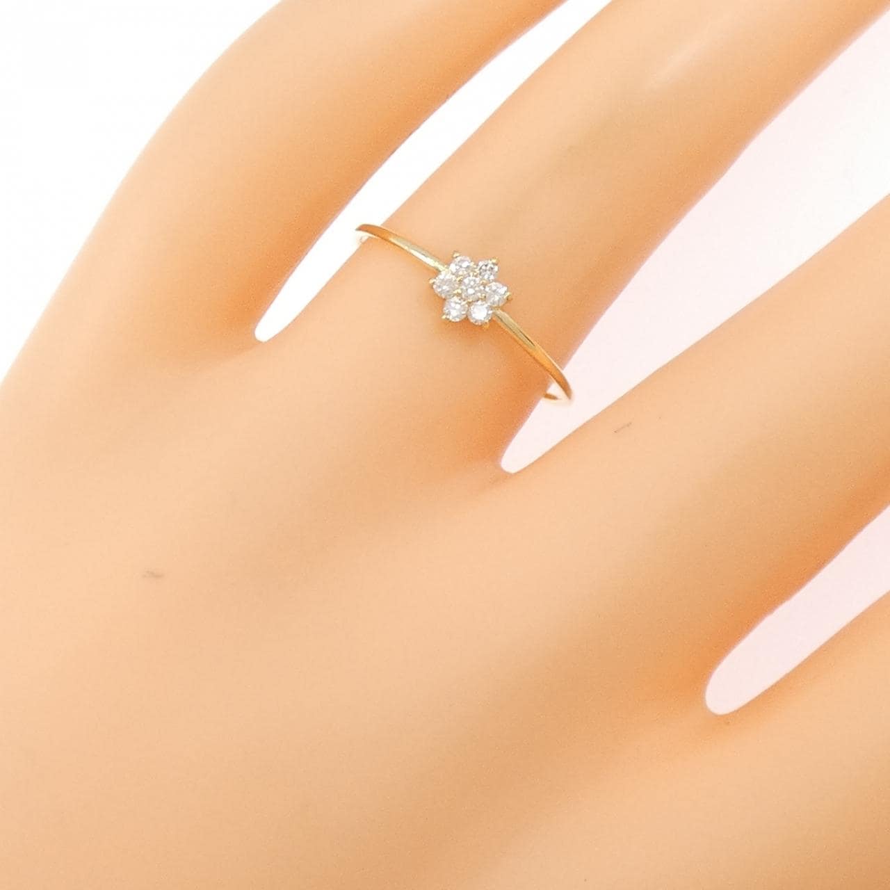 【リメイク】K18YG フラワー ダイヤモンド リング 0.10CT