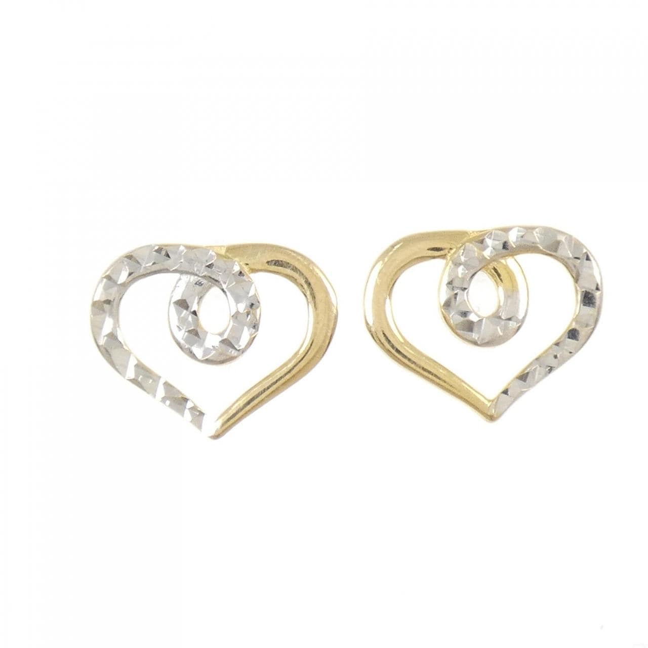 K18YG/K18WG/750YG ハート ピアス