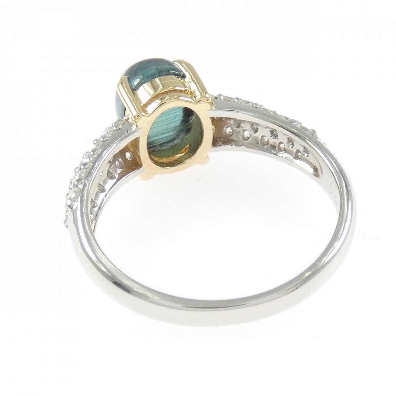 PT900/K18YG トルマリンキャッツアイ リング 2.25CT