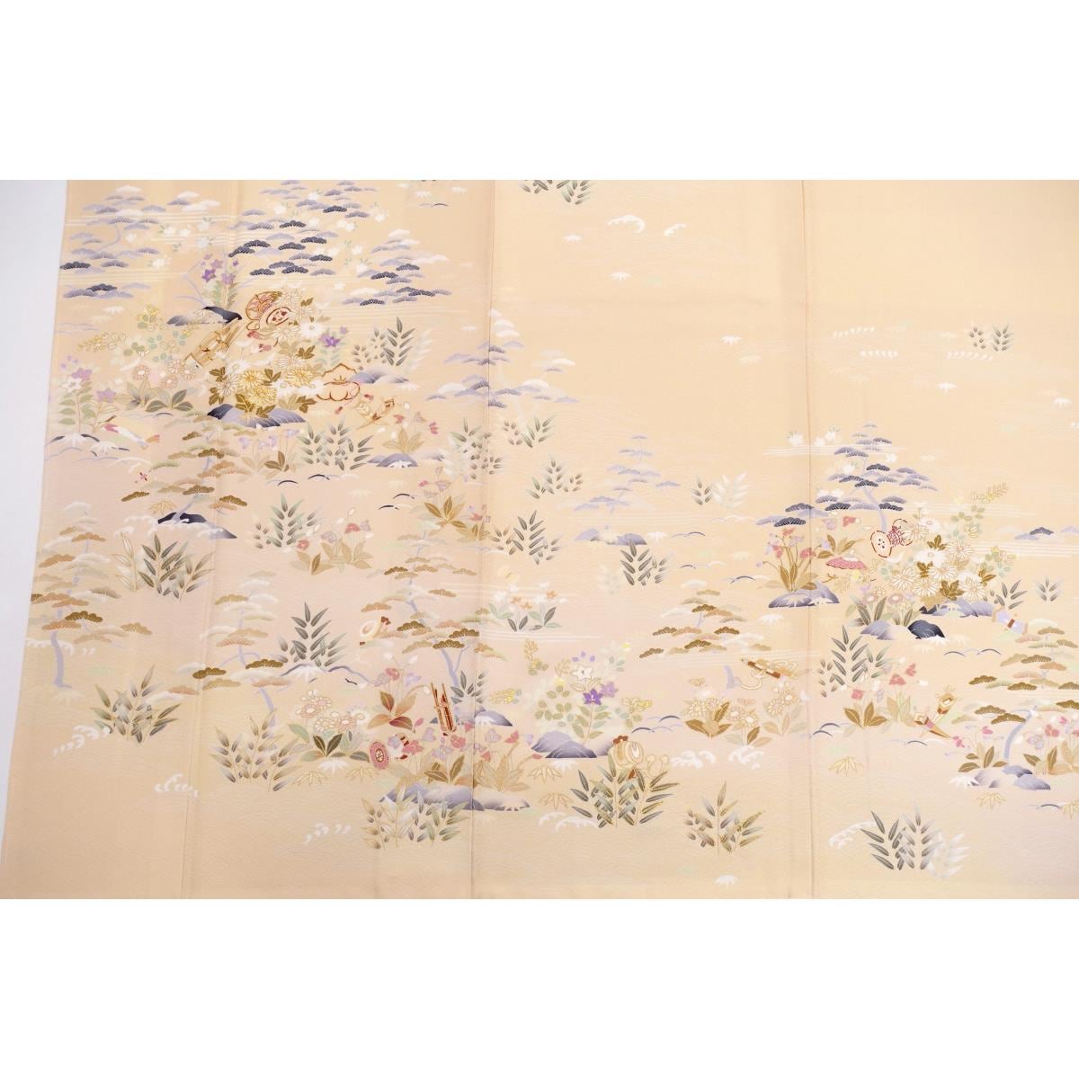 Homongi, Yuzen gold color processing, embroidered bokashi dyeing