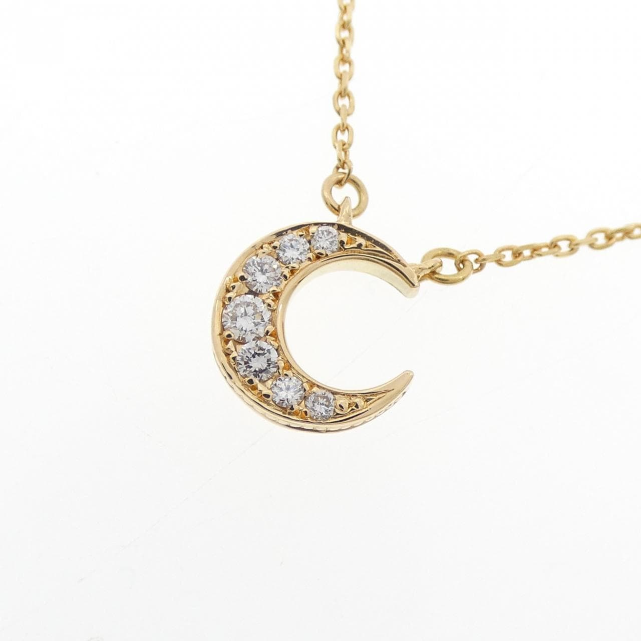 K18YG ムーン ダイヤモンド ネックレス 0.10CT