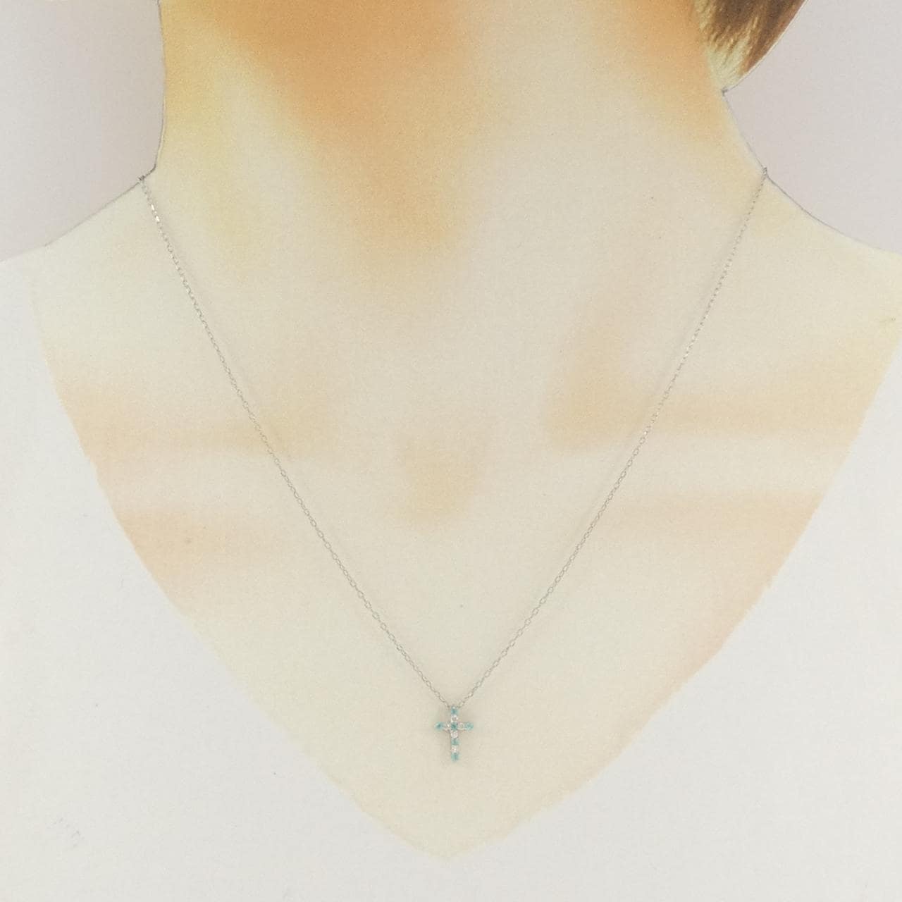 PT900/PT850 クロス トルマリン ネックレス 0.05CT